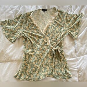 AUW Floral Wrap Blouse, cottagecore - size medium